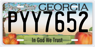 GA license plate PYY7652