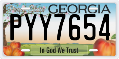 GA license plate PYY7654