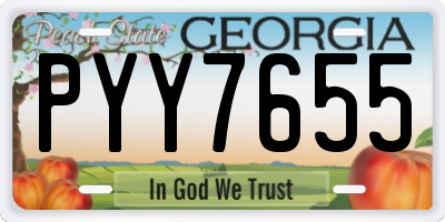 GA license plate PYY7655