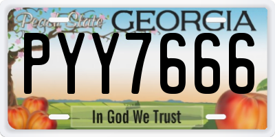 GA license plate PYY7666