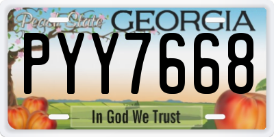 GA license plate PYY7668
