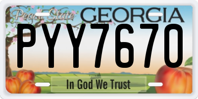 GA license plate PYY7670