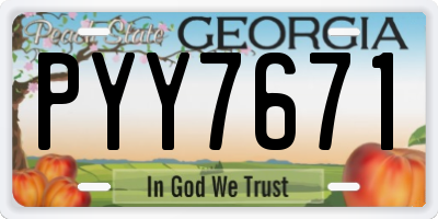 GA license plate PYY7671