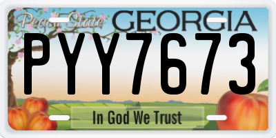 GA license plate PYY7673
