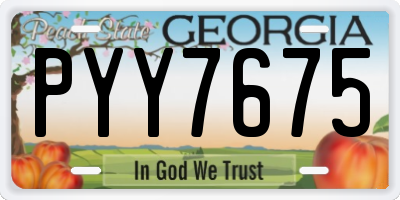 GA license plate PYY7675
