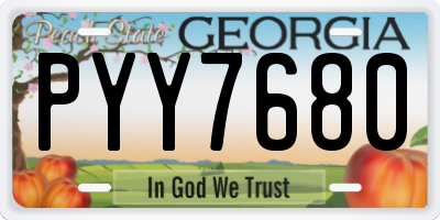 GA license plate PYY7680