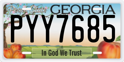 GA license plate PYY7685
