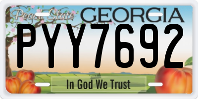 GA license plate PYY7692