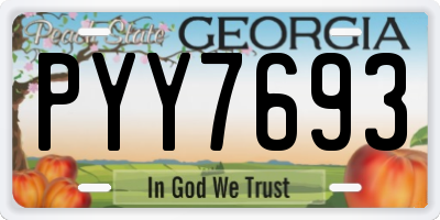 GA license plate PYY7693