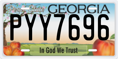 GA license plate PYY7696