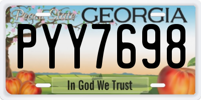 GA license plate PYY7698