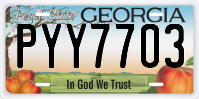 GA license plate PYY7703