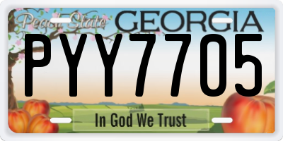 GA license plate PYY7705