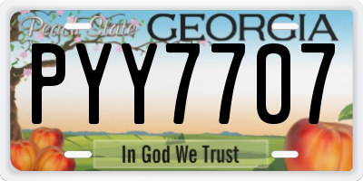 GA license plate PYY7707