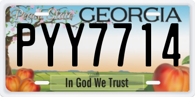 GA license plate PYY7714