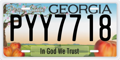 GA license plate PYY7718