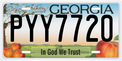 GA license plate PYY7720