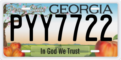 GA license plate PYY7722