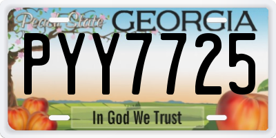 GA license plate PYY7725