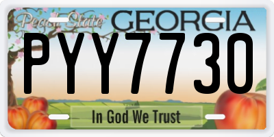 GA license plate PYY7730
