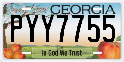 GA license plate PYY7755