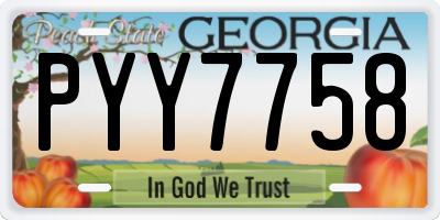 GA license plate PYY7758