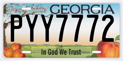 GA license plate PYY7772