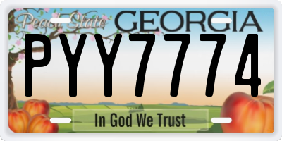 GA license plate PYY7774