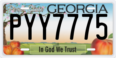 GA license plate PYY7775