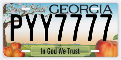 GA license plate PYY7777