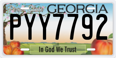 GA license plate PYY7792