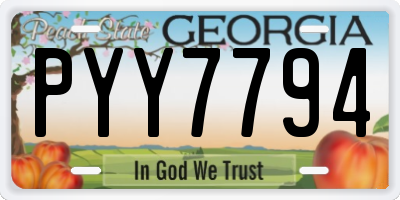 GA license plate PYY7794