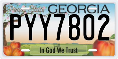 GA license plate PYY7802