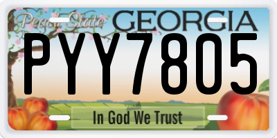 GA license plate PYY7805