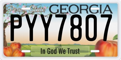 GA license plate PYY7807