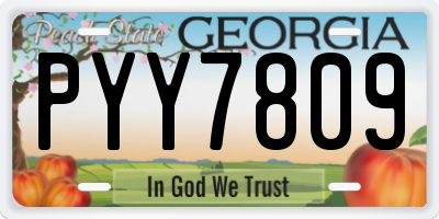 GA license plate PYY7809