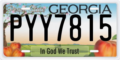 GA license plate PYY7815
