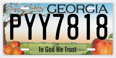GA license plate PYY7818