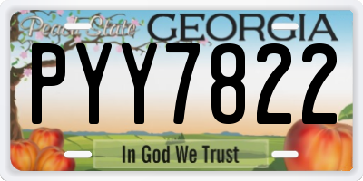 GA license plate PYY7822