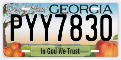 GA license plate PYY7830