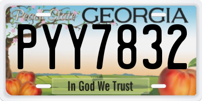 GA license plate PYY7832