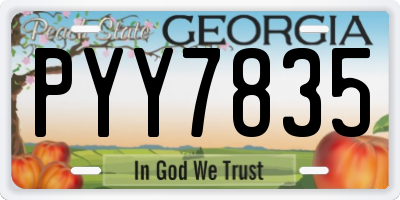 GA license plate PYY7835