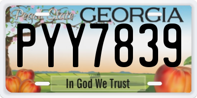 GA license plate PYY7839