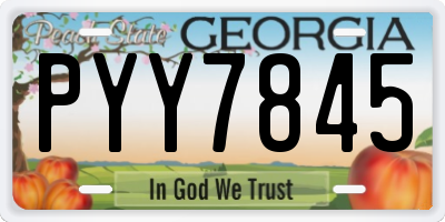 GA license plate PYY7845