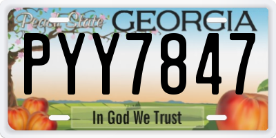 GA license plate PYY7847