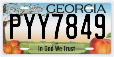 GA license plate PYY7849