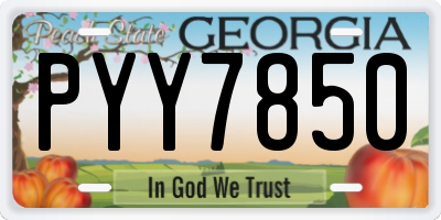 GA license plate PYY7850