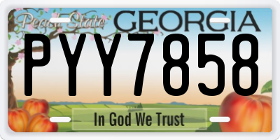 GA license plate PYY7858