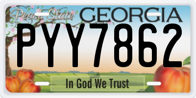 GA license plate PYY7862