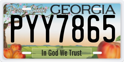 GA license plate PYY7865